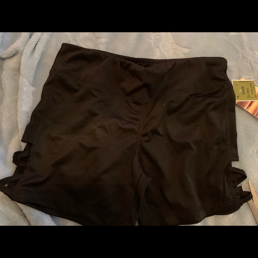 Black Work out shorts cross cross sides